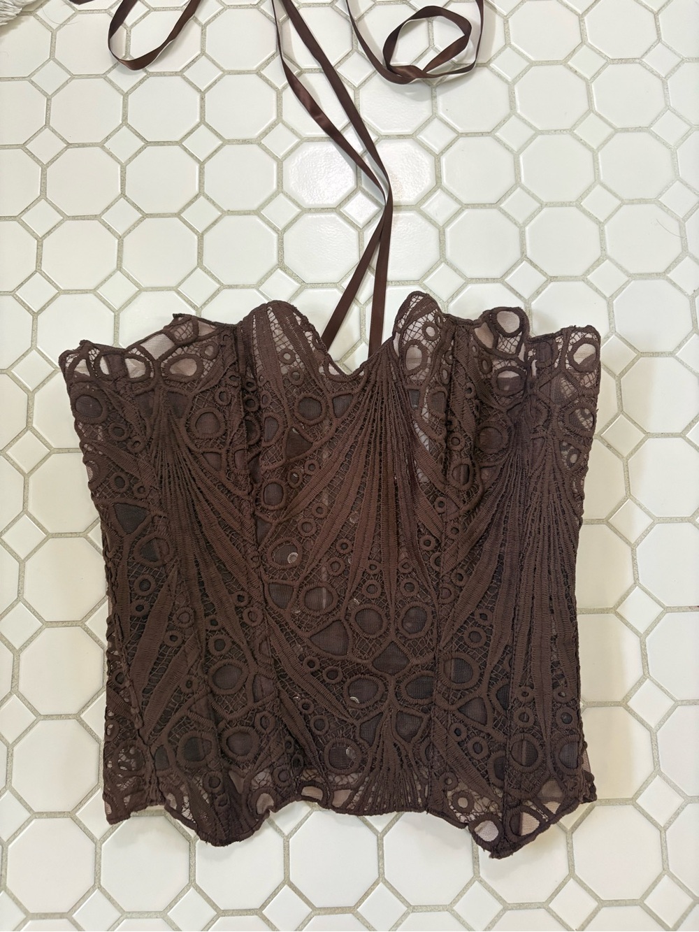 Brown Lace Corset Top